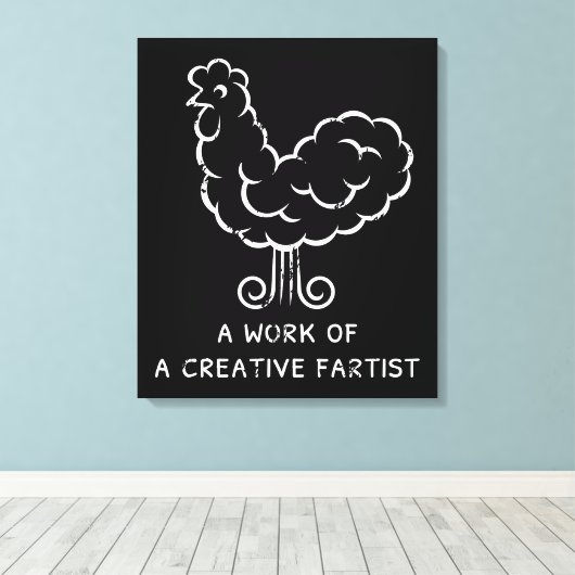 Funny Fart Rooster Cool Crazy Chicken Graphic Joke Canvas Afdruk (Insitu (Houten vloer))