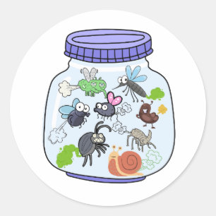 Funny farting Bug Jar Ronde Sticker
