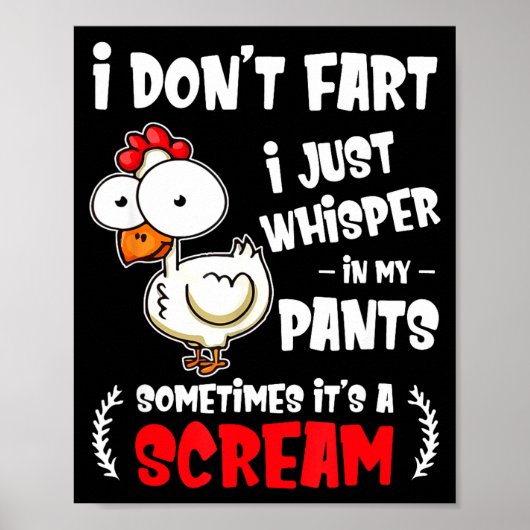Funny Farting Chicken Lover I Dont Fart I Whisper  Poster (Voorkant)
