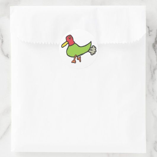 Funny Farting Duck Ronde Sticker (Tas)
