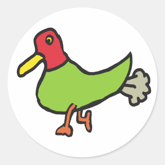Funny Farting Duck Ronde Sticker (Voorkant)