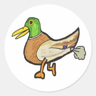Funny Farting Duck Ronde Sticker