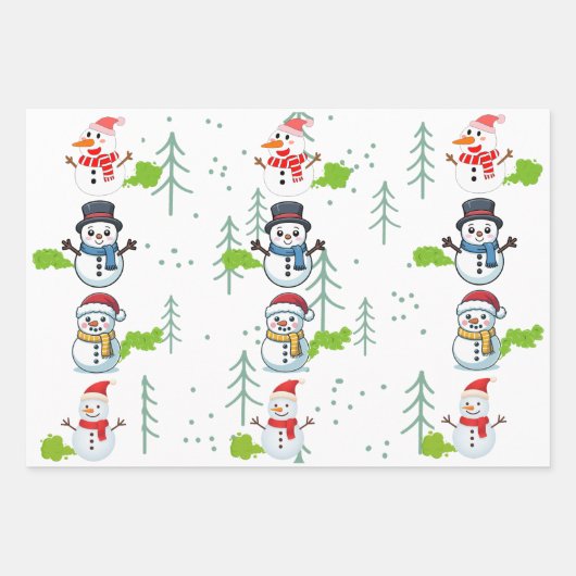 Funny Farting Snowmen Christmas Inpakpapier Vel (Voorkant)
