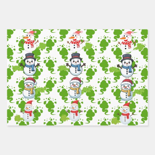 Funny Farting Snowmen Christmas Inpakpapier Vel (Voorkant)