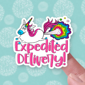 Funny Farting Unicorn - Versnelde levering Sticker