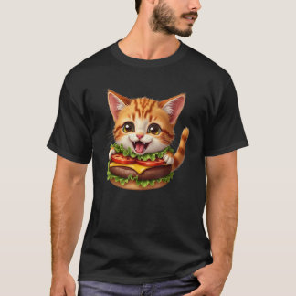 Funny Fast Food Cat Burger Lover Cute Cats Cheeseb T-shirt