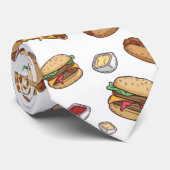 Funny Fast Food Design - Hamburgers Hot Dogs Pizza Stropdas (Opgerold)