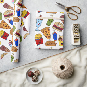Funny Fast Food Wrapping Paper Cadeaupapier