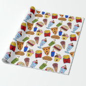 Funny Fast Food Wrapping Paper Cadeaupapier (Uitgerold)