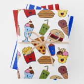 Funny Fast Food Wrapping Paper Set (In situ)