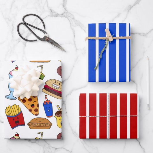 Funny Fast Food Wrapping Paper Set (Voorkant)