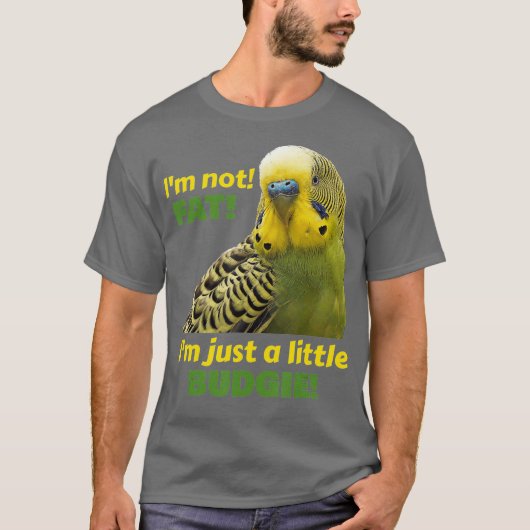 Funny Fat Budgie Green Paraket Parrot T-shirt (Voorkant)