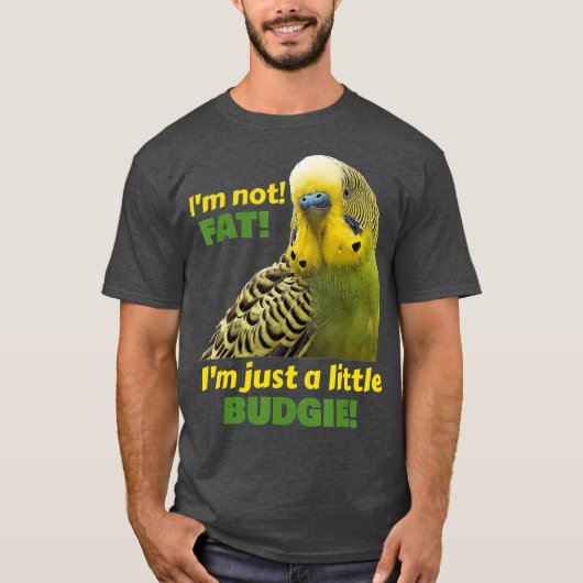 Funny Fat Budgie Green Paraket Parrot T-shirt (Voorkant)