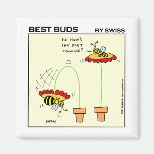 Funny Fat Bumblebee Cartoon Dieting Humor Magneet