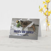 Funny Fat Cat Birthday Wenskaart Kaart (Gele Bloem)