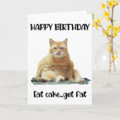 Funny Fat Cat Birthday Wenskaart Kaart (Gele Bloem)