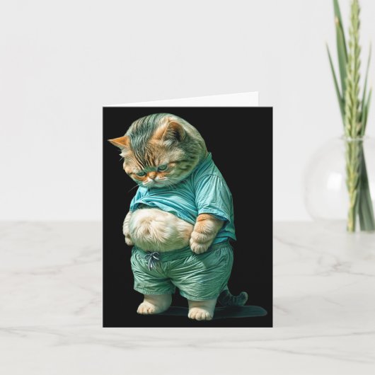 Funny Fat Cat Ia Art Design Print  Kaart (Voorkant)