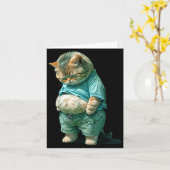 Funny Fat Cat Ia Art Design Print  Kaart (Gele Bloem)