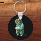 Funny Fat Cat Ia Art Design Print Sleutelhanger (Voorkant)