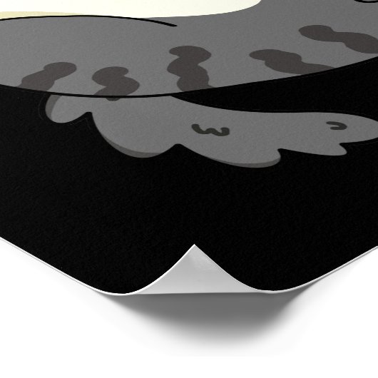 Funny Fat Cat Pun Dark BG Poster (Hoek)