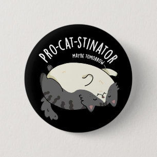 Funny Fat Cat Pun Dark BG Ronde Button 5,7 Cm