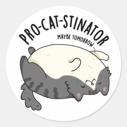 Funny Fat Cat Pun, pro-kat-stinator Ronde Sticker (Voorkant)