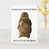 Funny Fat Cat Standing Birthday Wenskaart Kaart (Gele Bloem)