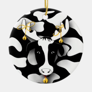 Funny Fat Cow-kerstversiering Keramisch Ornament