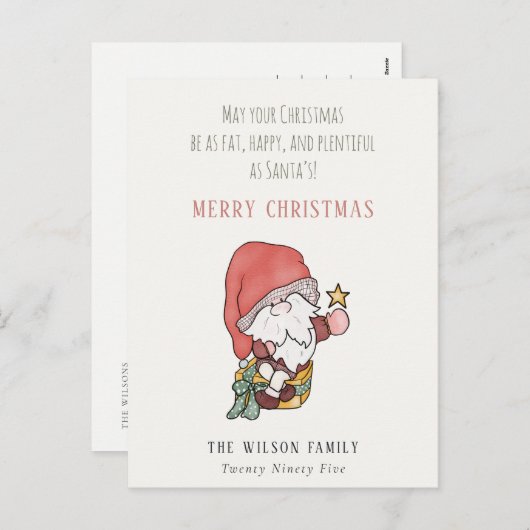 Funny Fat Happy Plentiful Santa Kerstwens Feestdagenkaart (Voorkant / Achterkant)