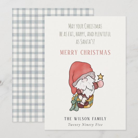 Funny Fat Happy Plentiful Santa Kerstwens Feestdagenkaart (Voorkant / Achterkant)