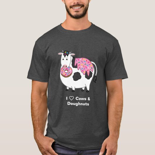 Funny Fat Holstein Cow Eating Sprinkle Doughnut T-shirt (Voorkant)