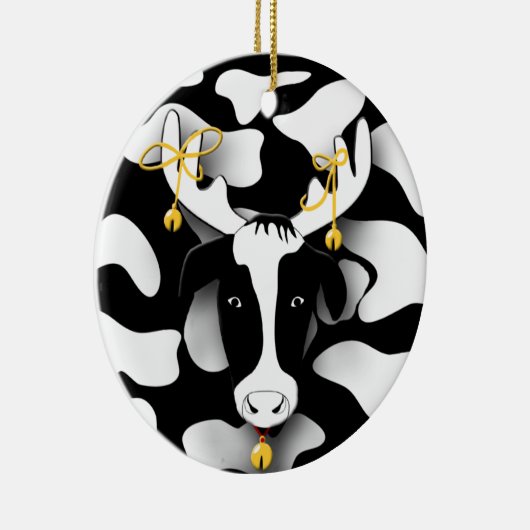 Funny Fat Koe kerstversiering Keramisch Ornament (Rechts)