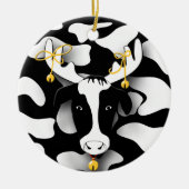 Funny Fat Koe kerstversiering Keramisch Ornament (Voorkant)