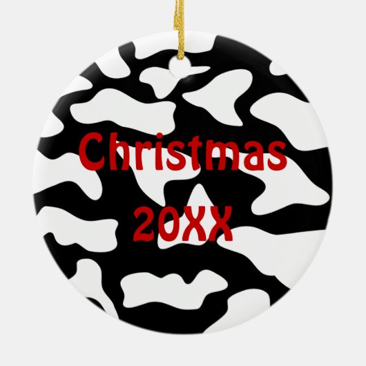 Funny Fat Koe kerstversiering Keramisch Ornament (Achterkant)