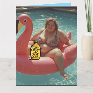 Funny fat lady birthday greeting card kaart