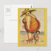 Funny Fat Lady op strand Briefkaart (Voorkant / Achterkant)