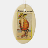Funny Fat Lady op strand Keramisch Ornament (Rechts)
