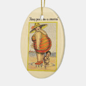 Funny Fat Lady op strand Keramisch Ornament (Links)