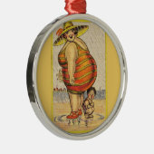 Funny Fat Lady op strand Metalen Ornament (Rechts)
