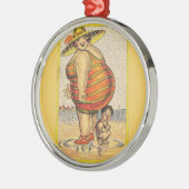Funny Fat Lady op strand Metalen Ornament (Links)