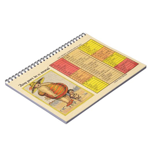 Funny Fat Lady op strand Notitieboek (Linkerzijde)