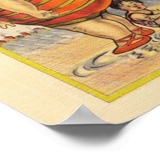 Funny Fat Lady op strand Poster (Hoek)