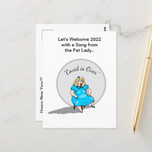 Funny Fat Lady zingend nieuwjaarsviering 2022 Briefkaart