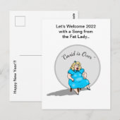 Funny Fat Lady zingend nieuwjaarsviering 2022 Briefkaart (Voorkant / Achterkant)