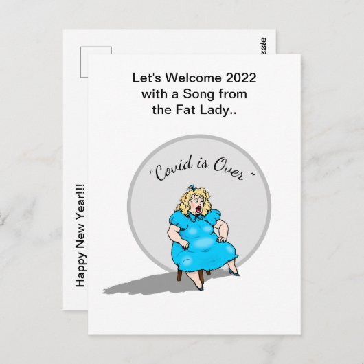 Funny Fat Lady zingend nieuwjaarsviering 2022 Briefkaart (Voorkant / Achterkant)