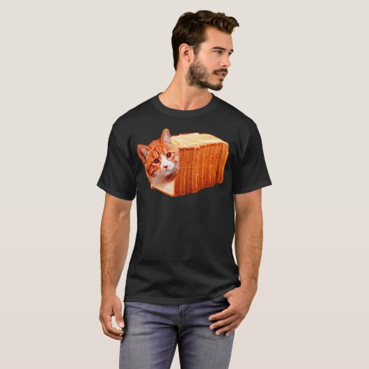Funny Fat Orange Cat Bread Meme T-shirt (Voorkant volledig)