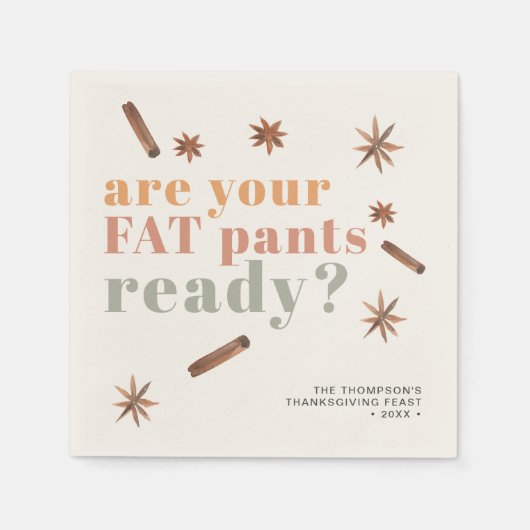 Funny Fat Pants Thanksgiving Friendsgiving Paper Servet (Voorkant)