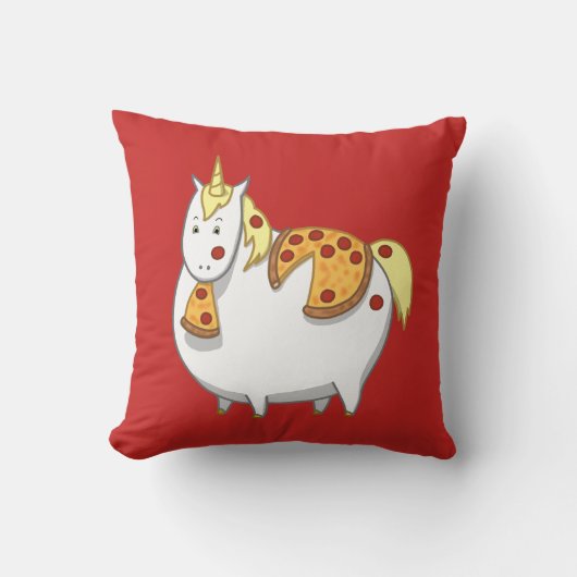 Funny Fat Unicorn Eating Pepperoni Pizza Kussen (Voorkant)