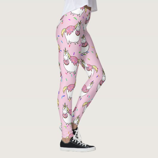 Funny Fat Unicorn Eating Sprinkle Doughnut Leggings (Rechts)