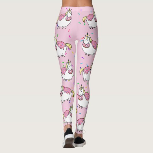 Funny Fat Unicorn Eating Sprinkle Doughnut Leggings (Achterkant)